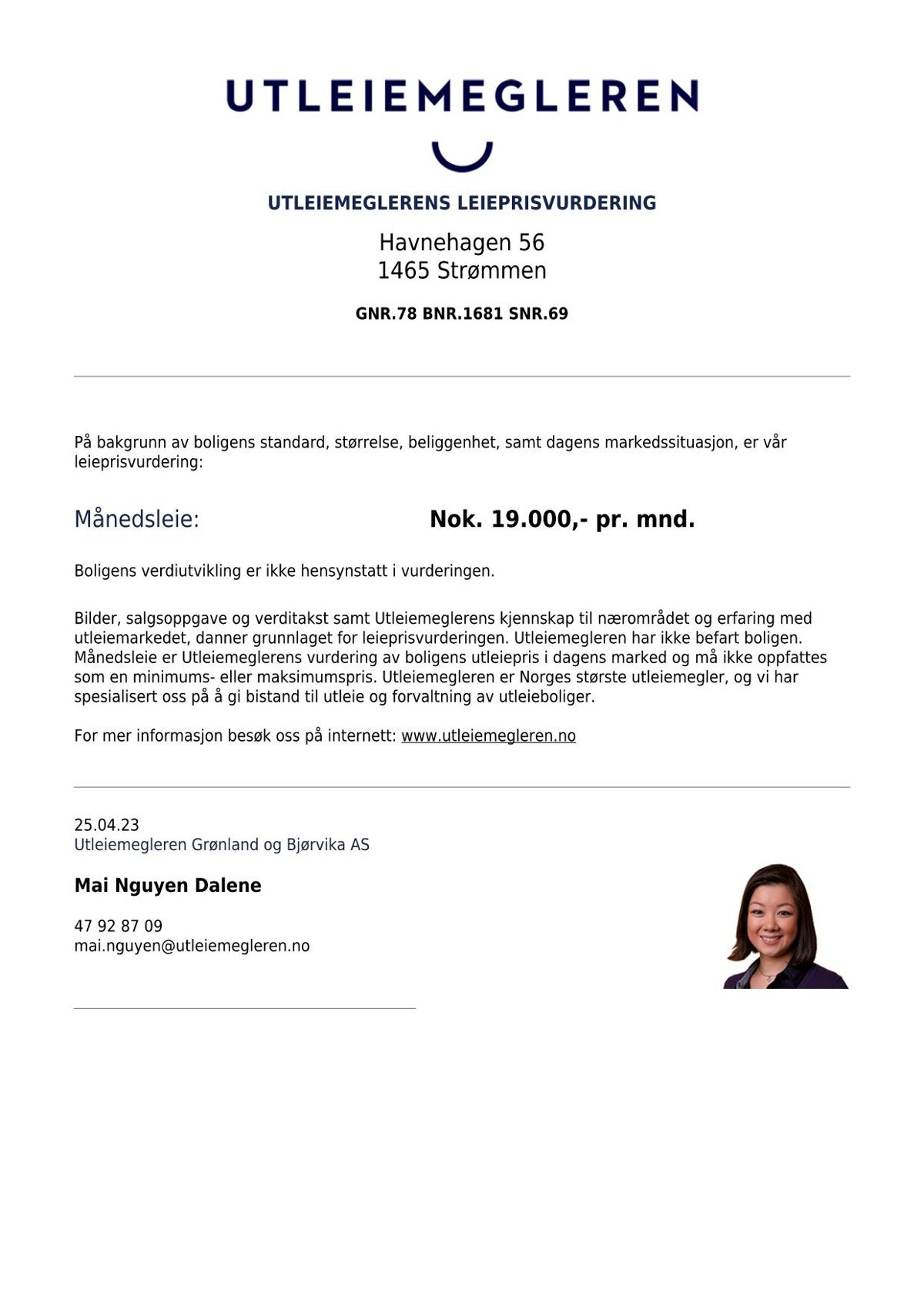 Estimert utleiepris Galleribilde