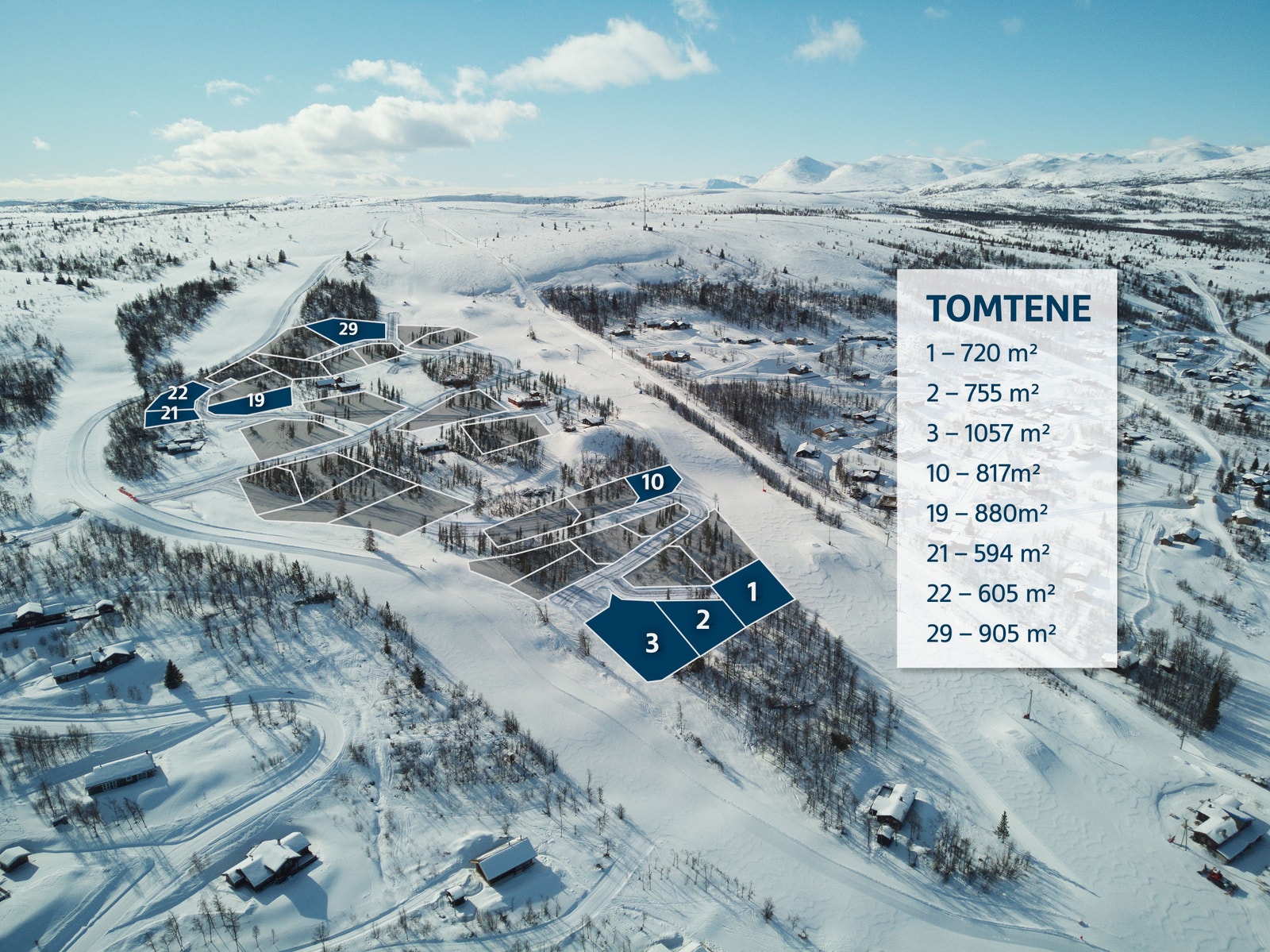 Tomtene med beskrivelse av størrelsen Galleribilde