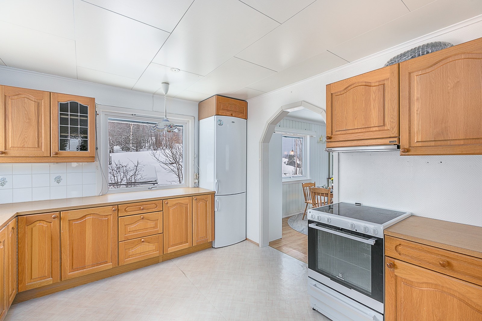 I innredningen er det avsatt plass til frittstående hvitevarer. Galleribilde