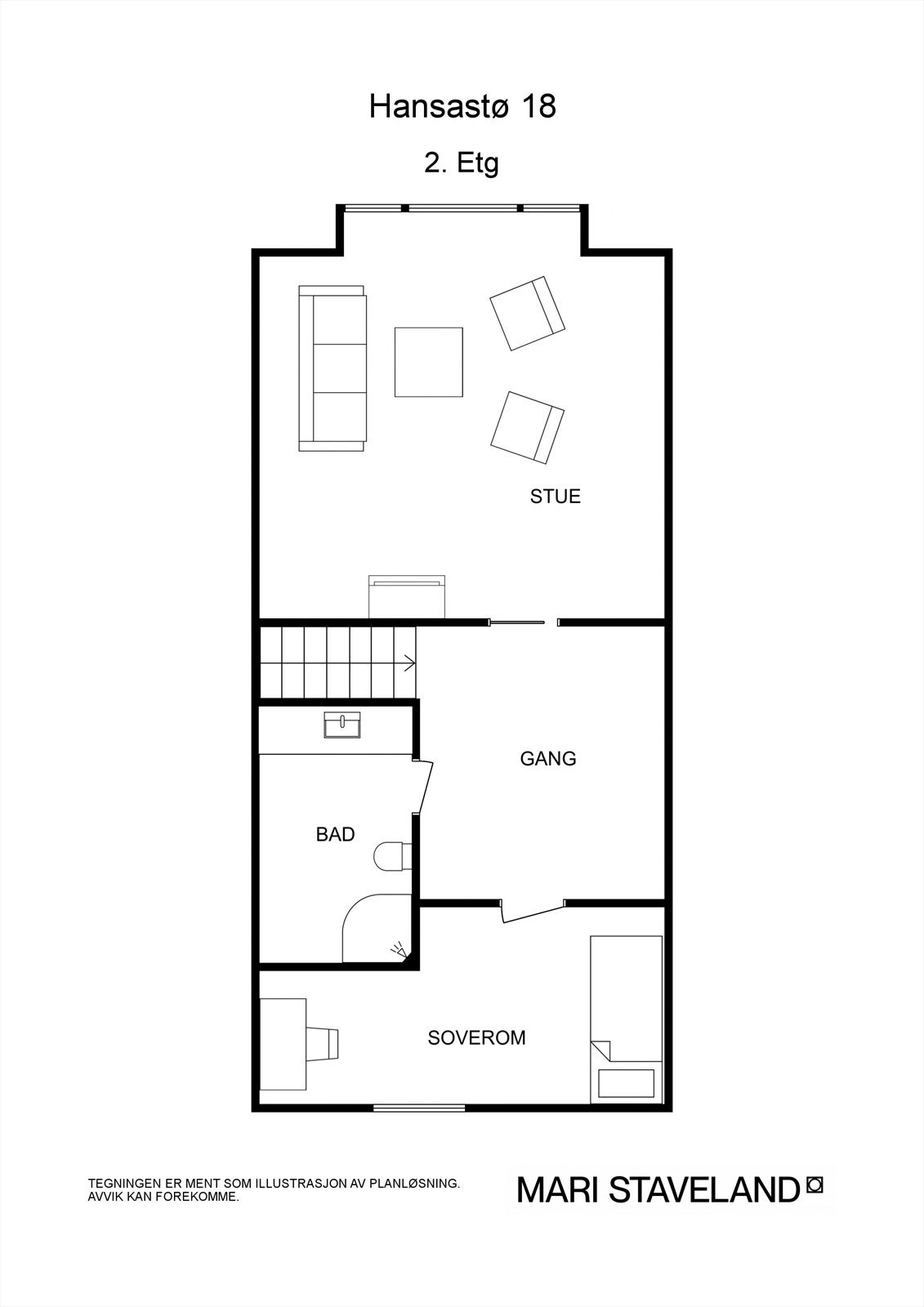 Floorplan letterhead - Hansastø 18 - 2. Etg - 2D Floor Plan Galleribilde