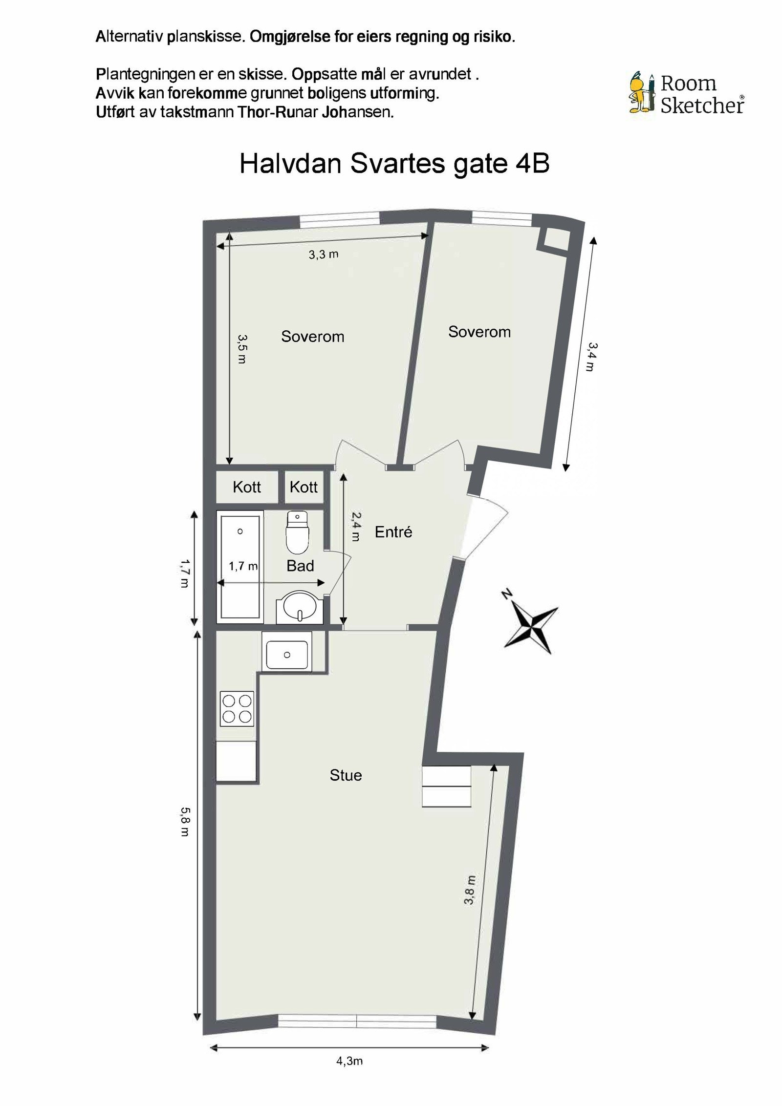 Alternativ plantegning Halvdan Svartes gate 4B. Galleribilde