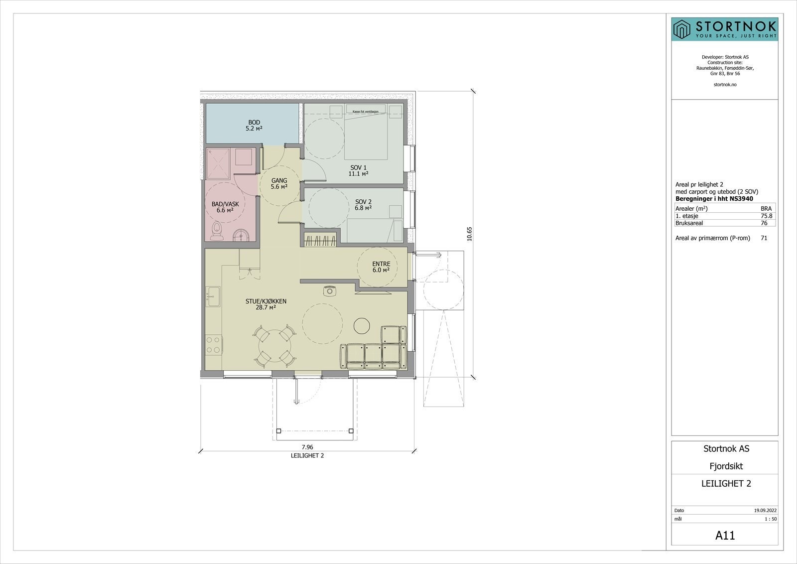 Fjordsikt plantegning leilighet 2. Galleribilde