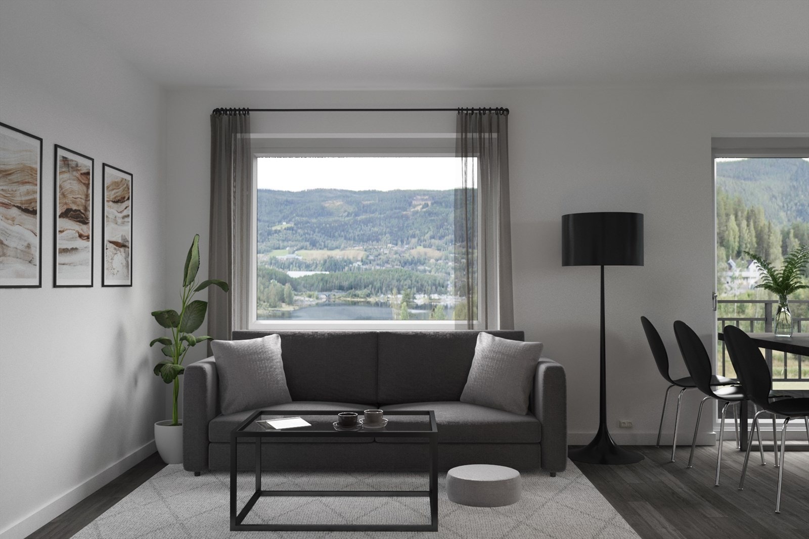 Fjordrike har store vindusflater med mye lysinnslipp. (Bildet er kun ment som generell illustrasjon og vil avvike fra de ulike boligene). Galleribilde