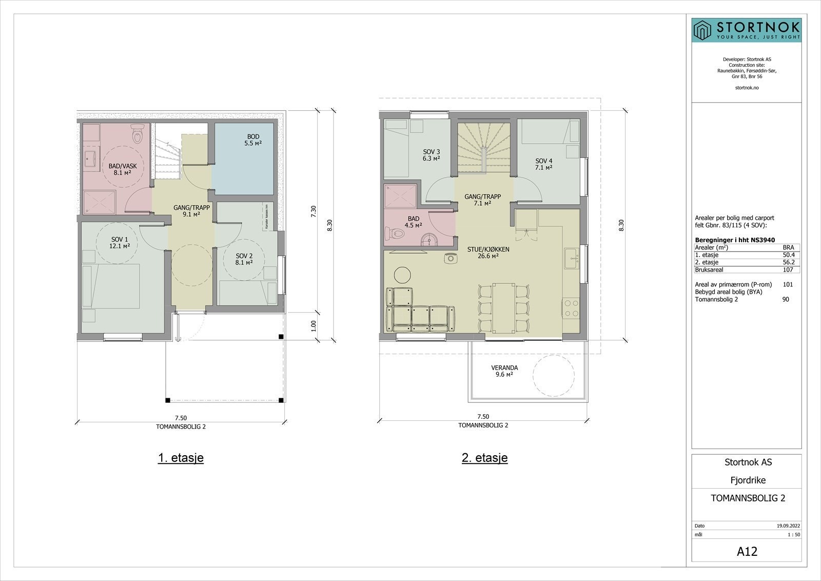Fjordrike tomannsbolig 2 plantegning. Galleribilde