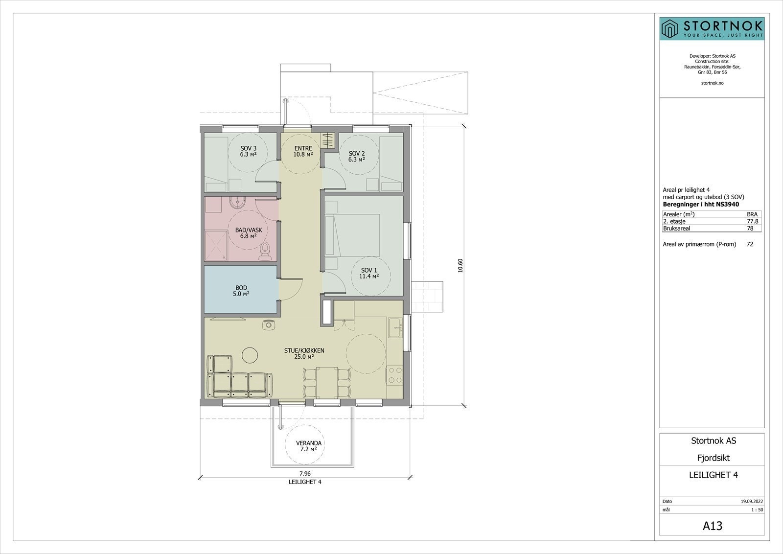 Fjordsikt plantegning leilighet 4. Galleribilde