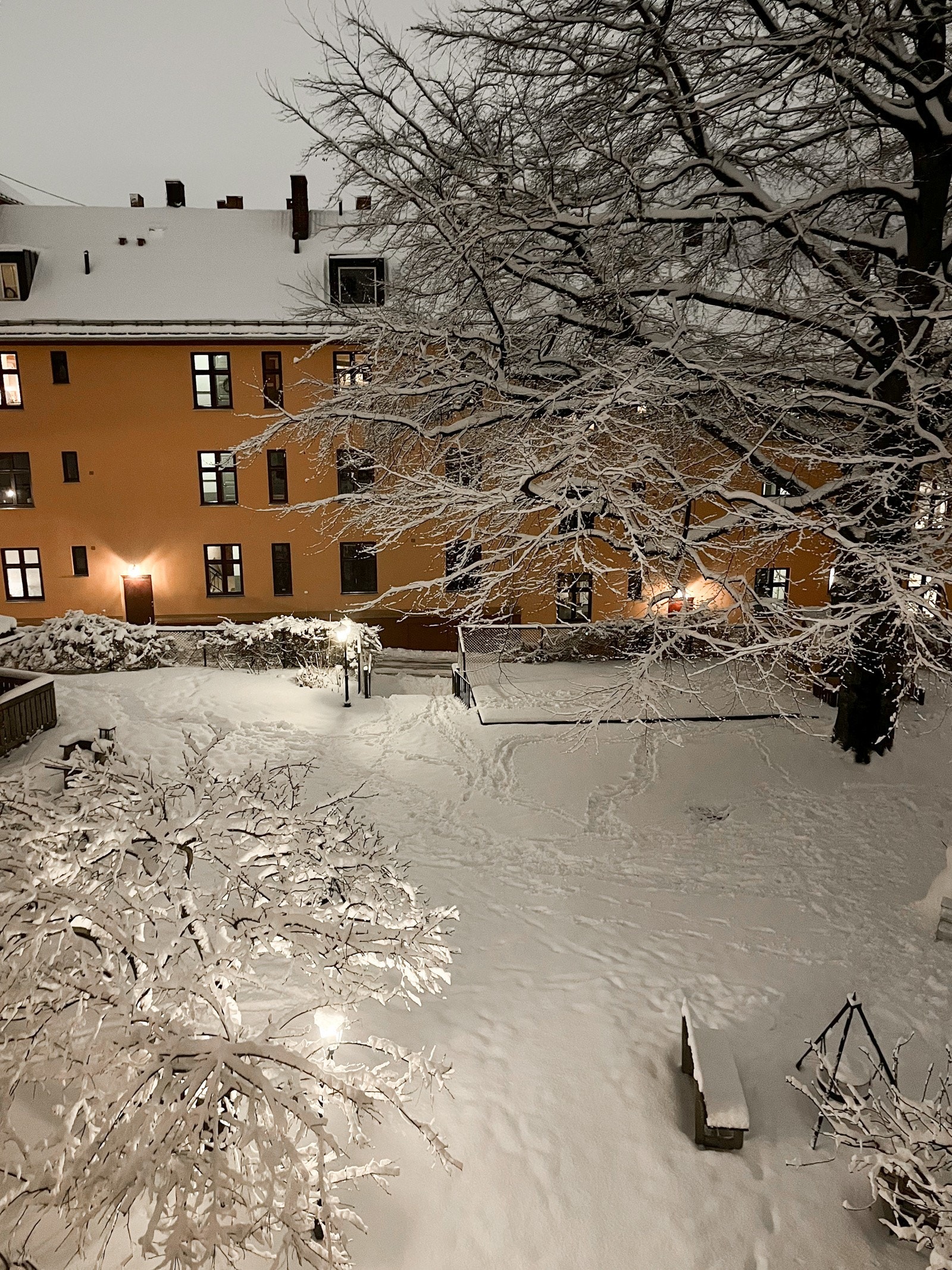 Stemningsfult vinterbilde tatt av selger fra altanen. Galleribilde