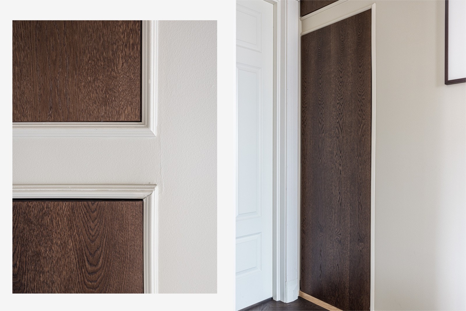 Opplegg for vaskemaskin og teknisk er plassert i spesialbygget nisje i mellomgang. Galleribilde