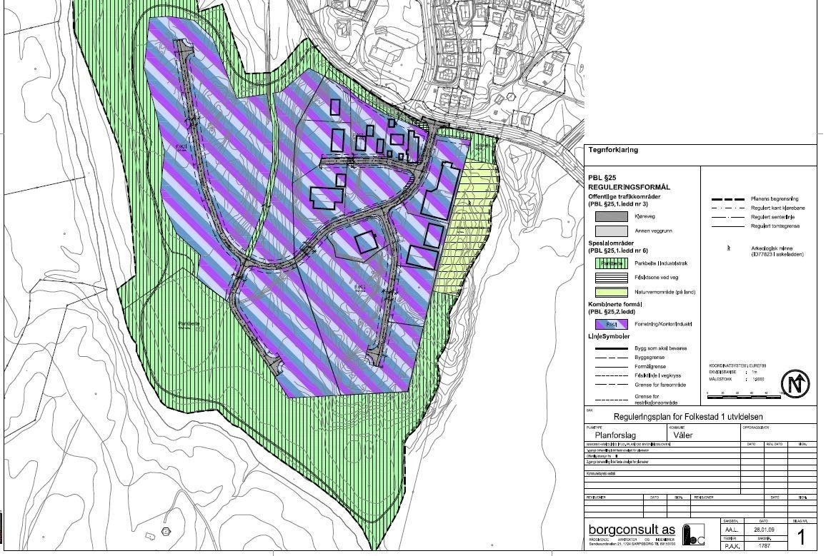 Tomten ligger i regulert område for foretning/kontor/industri. Galleribilde