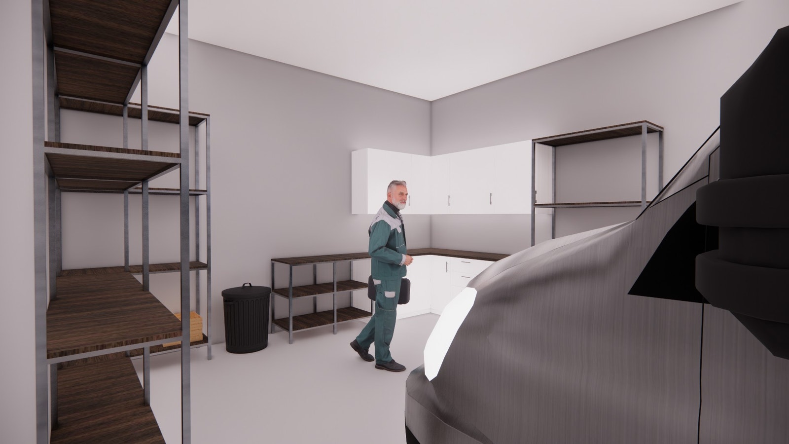 Illustrasjons bilder: Under mesanin. Perfekt til hobby, lager og bedrift. Galleribilde