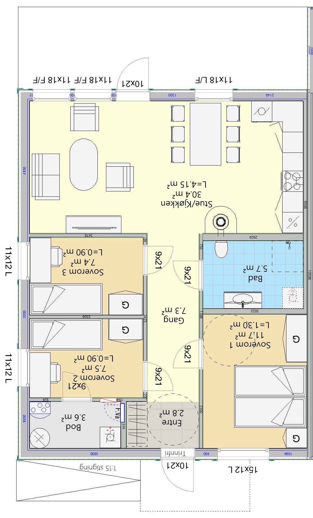 Planløsning, leilighet 3 Galleribilde