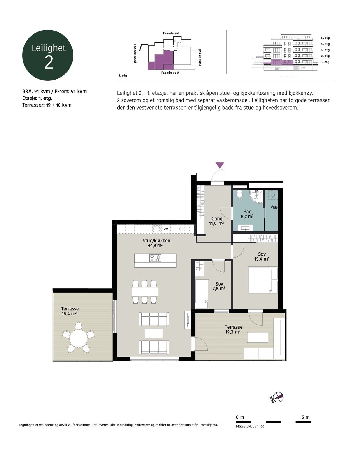Plantegning leilighet 2 Galleribilde