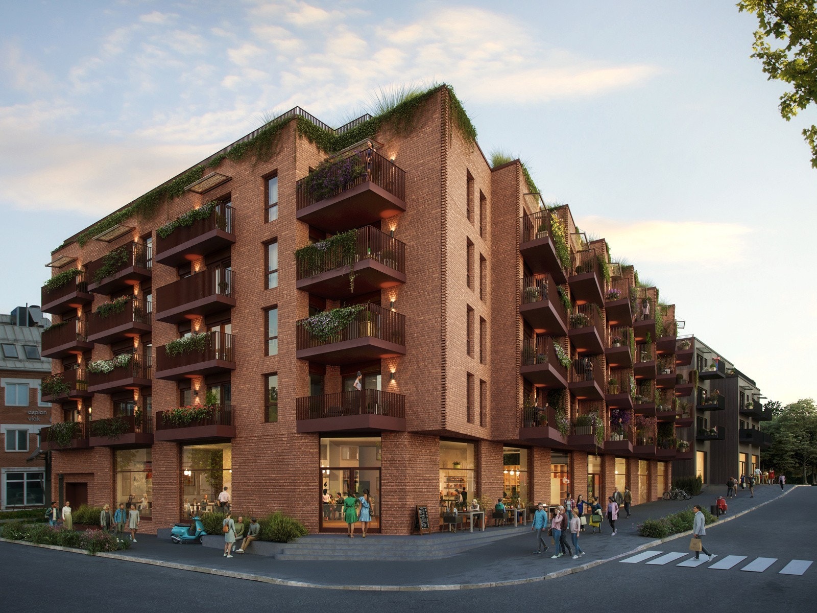 Velkommen til Sentrumshagene! - 60 nye selveierleiligheter i hjertet av Ås - Dark Arkitekter. Illustrasjon, avvik kan forekomme. Galleribilde