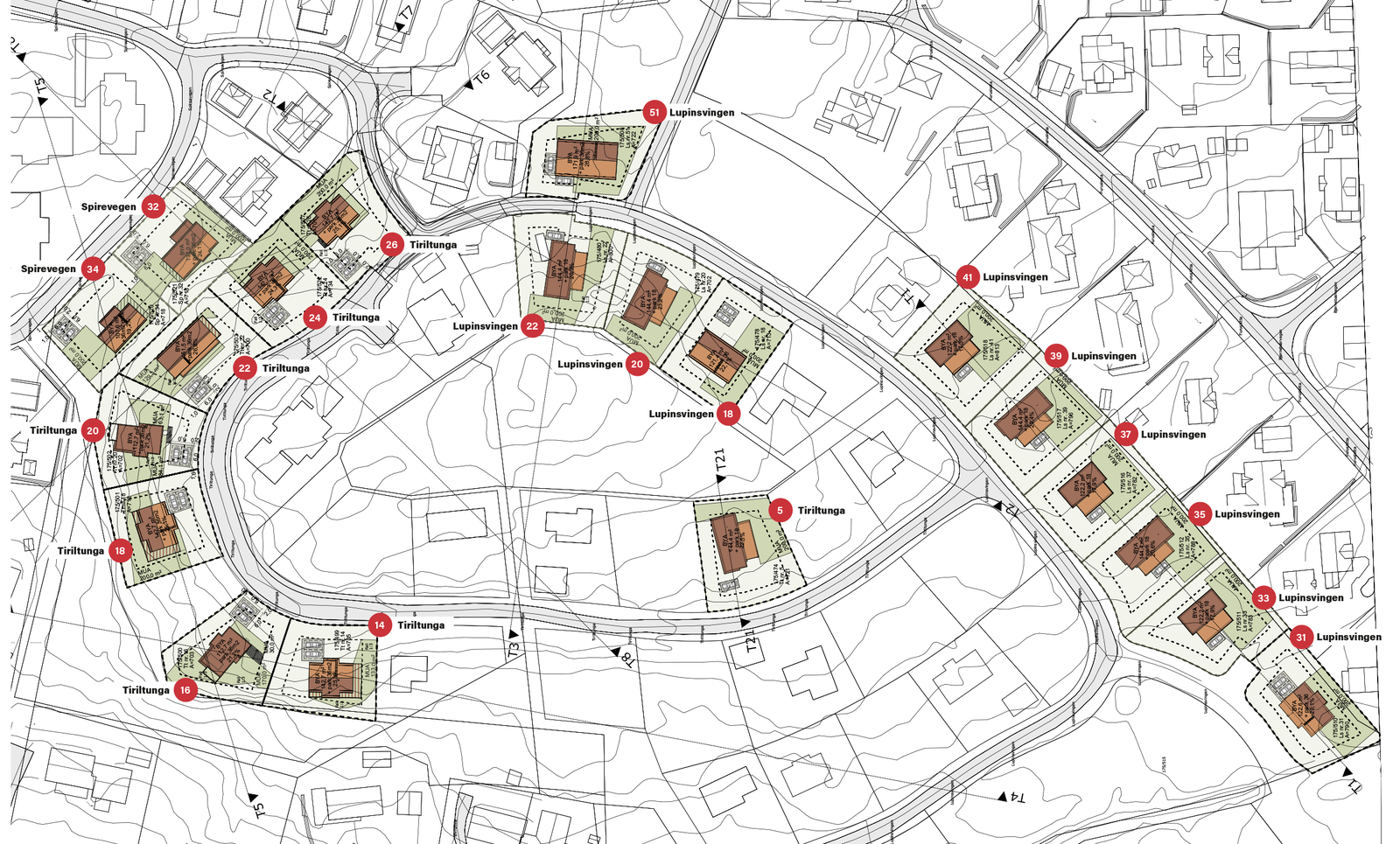 Situasjonsplan og boliger på tomteområdet Galleribilde