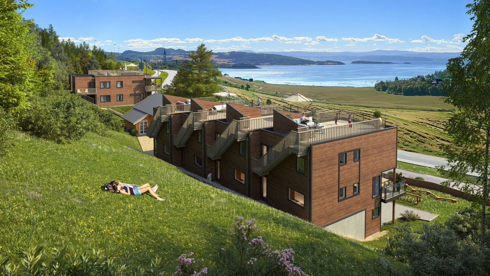 Husene ligger fint til med fantastiske sol- og utsiktsforhold (Illustrasjon, avvik vil forekomme) Galleribilde