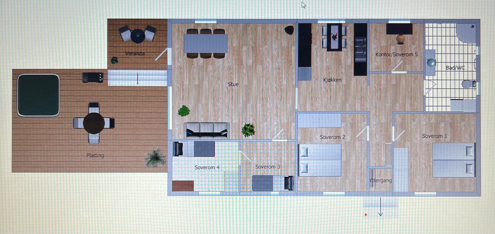 Planløsning med forslag til møblering (illustrasjon) Galleribilde