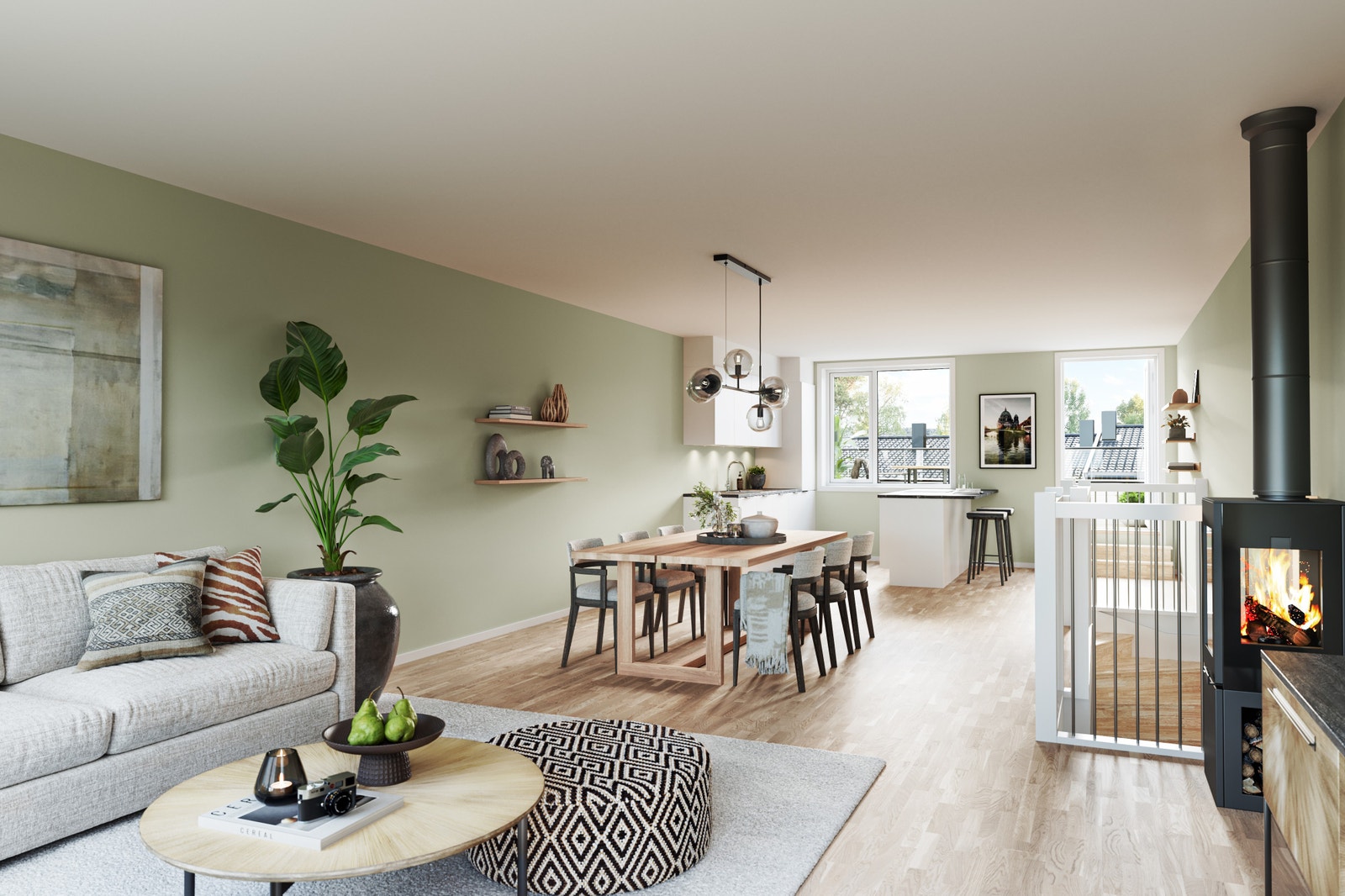 Illustrasjon, interiør fra Hovedhuset Galleribilde