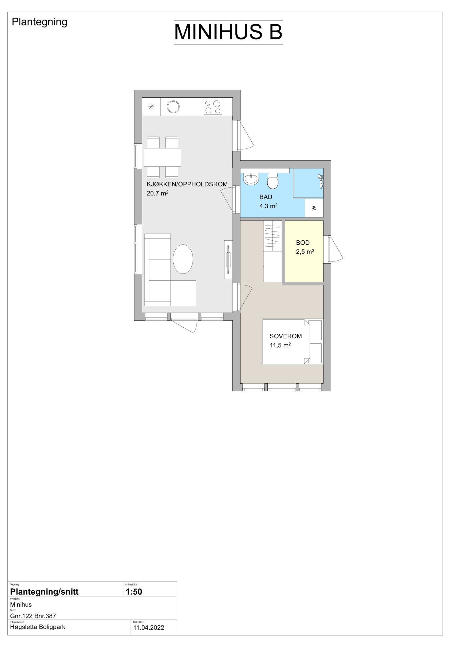 Minihus B plantegning Galleribilde