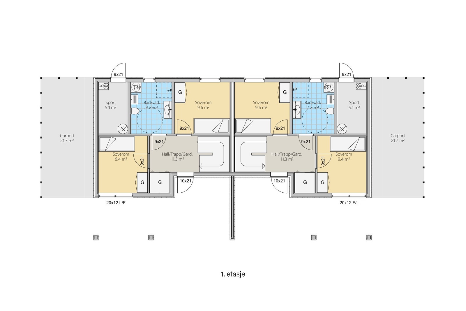 Planløsning 2-mannsbolig, 1. etasje Galleribilde