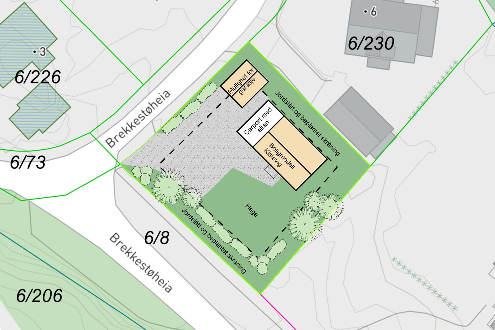 Forslag til plassering og uteområde Galleribilde