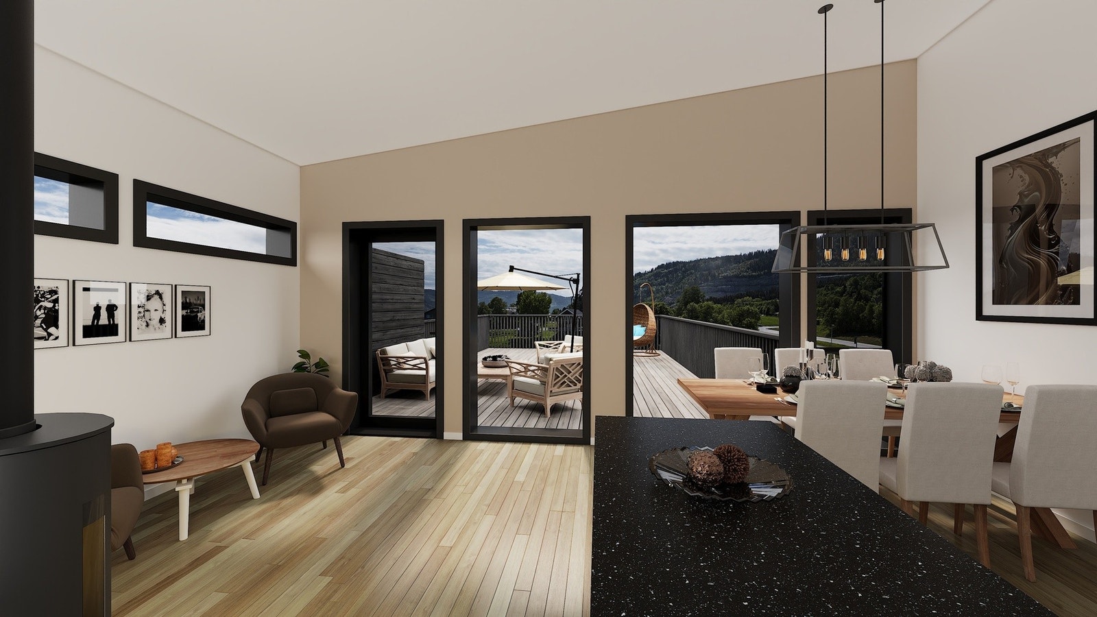 Illustrasjon av stue Galleribilde