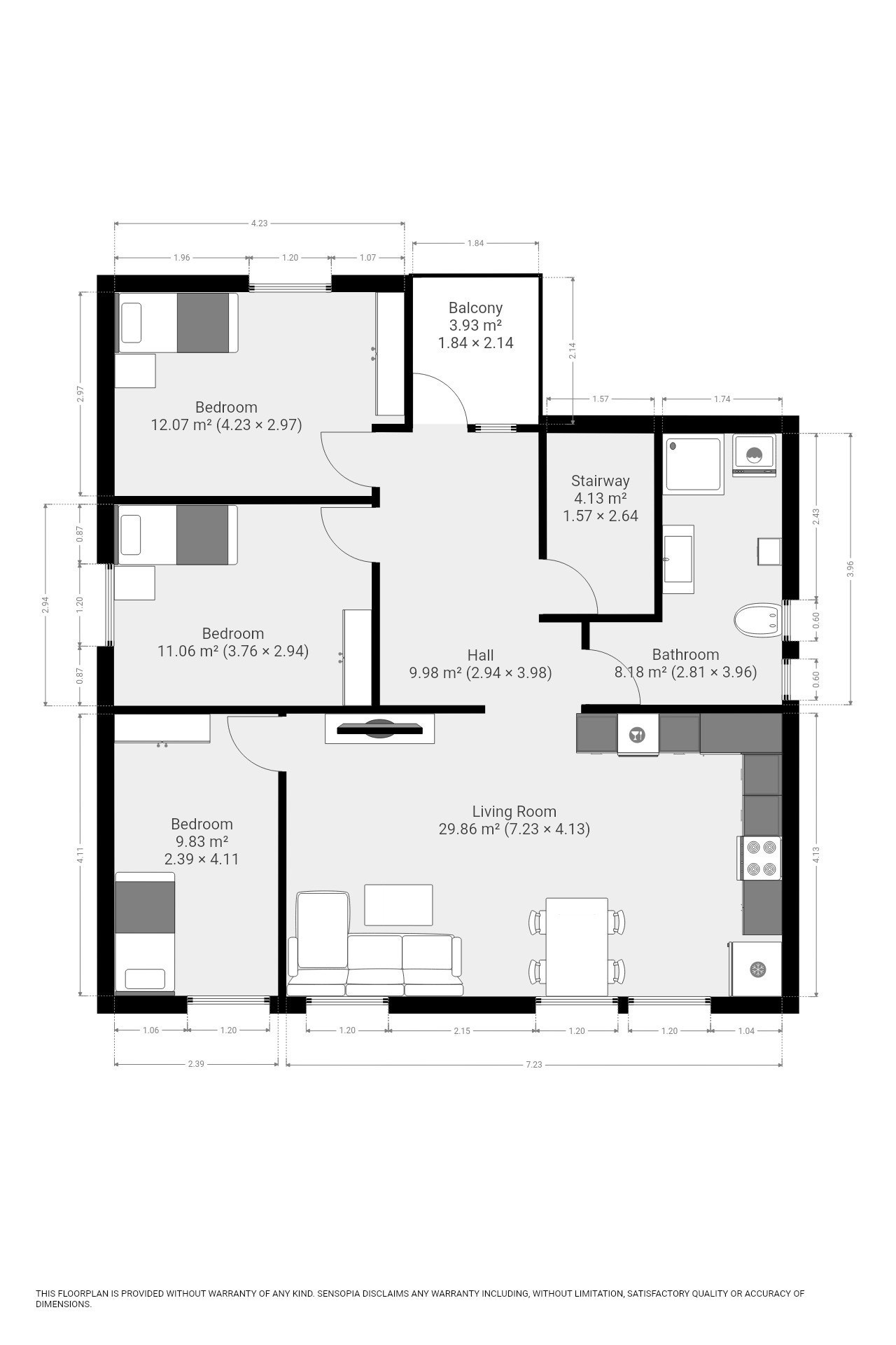 2. Etg. Rom 1, 2 og 3 Galleribilde