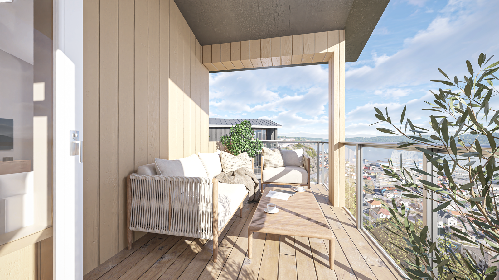 De fleste leilighetene har to balkonger Galleribilde