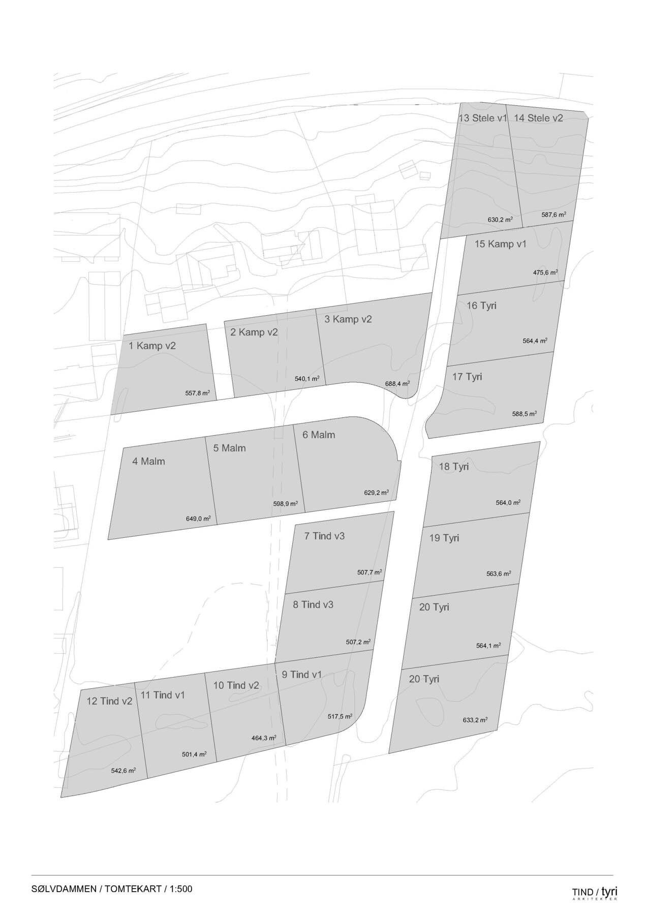 Oversikt med tomtenummer. Ikke alle hustyper er oppdaterte og korrekt. Se informasjon i annonse og salgsoppgave for plassering av de ulike boligtypene Galleribilde