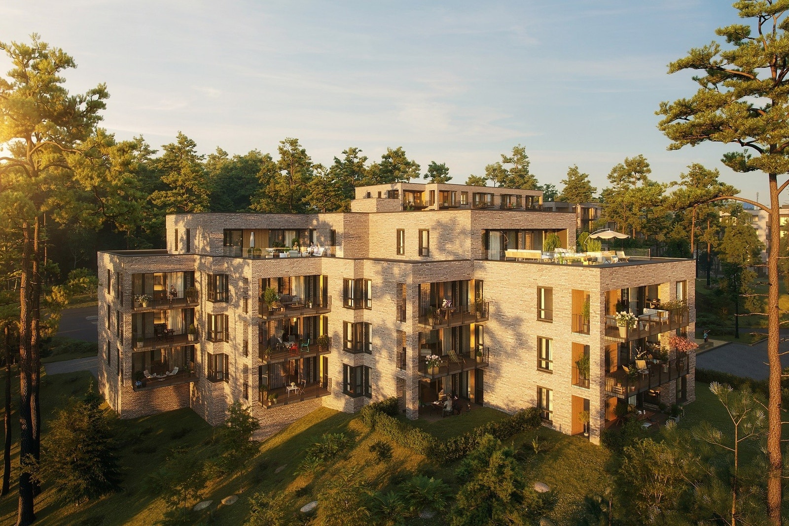 Velkommen til Langhus 1405.
Illustrasjon av hus H som ferdigstilles i september. Galleribilde