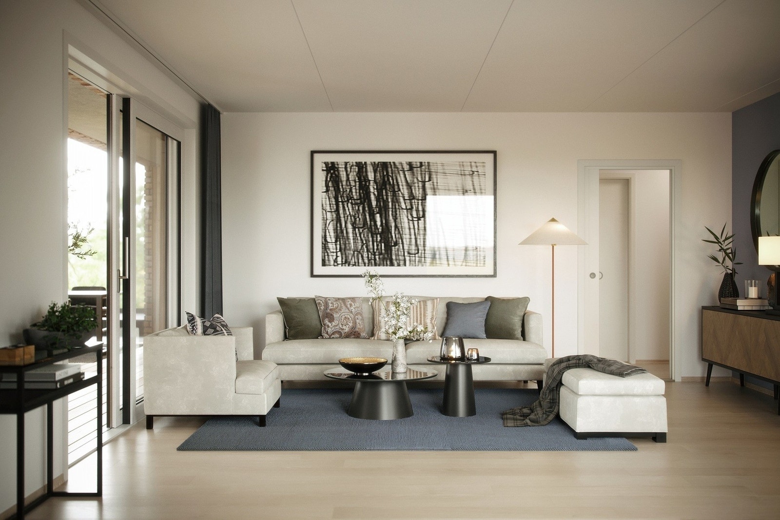 Illustrasjon fra 4-roms leilighet. Galleribilde