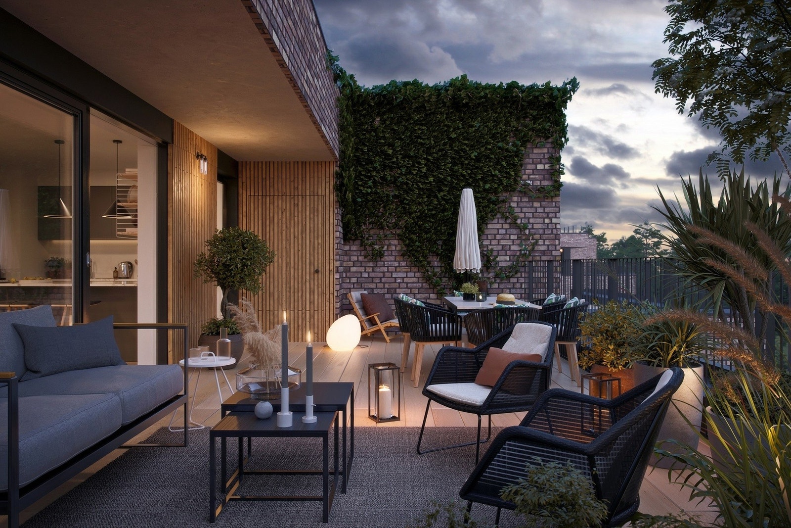 Flere av frontleilighetene i hus G og H får flotte takterrasser. Galleribilde