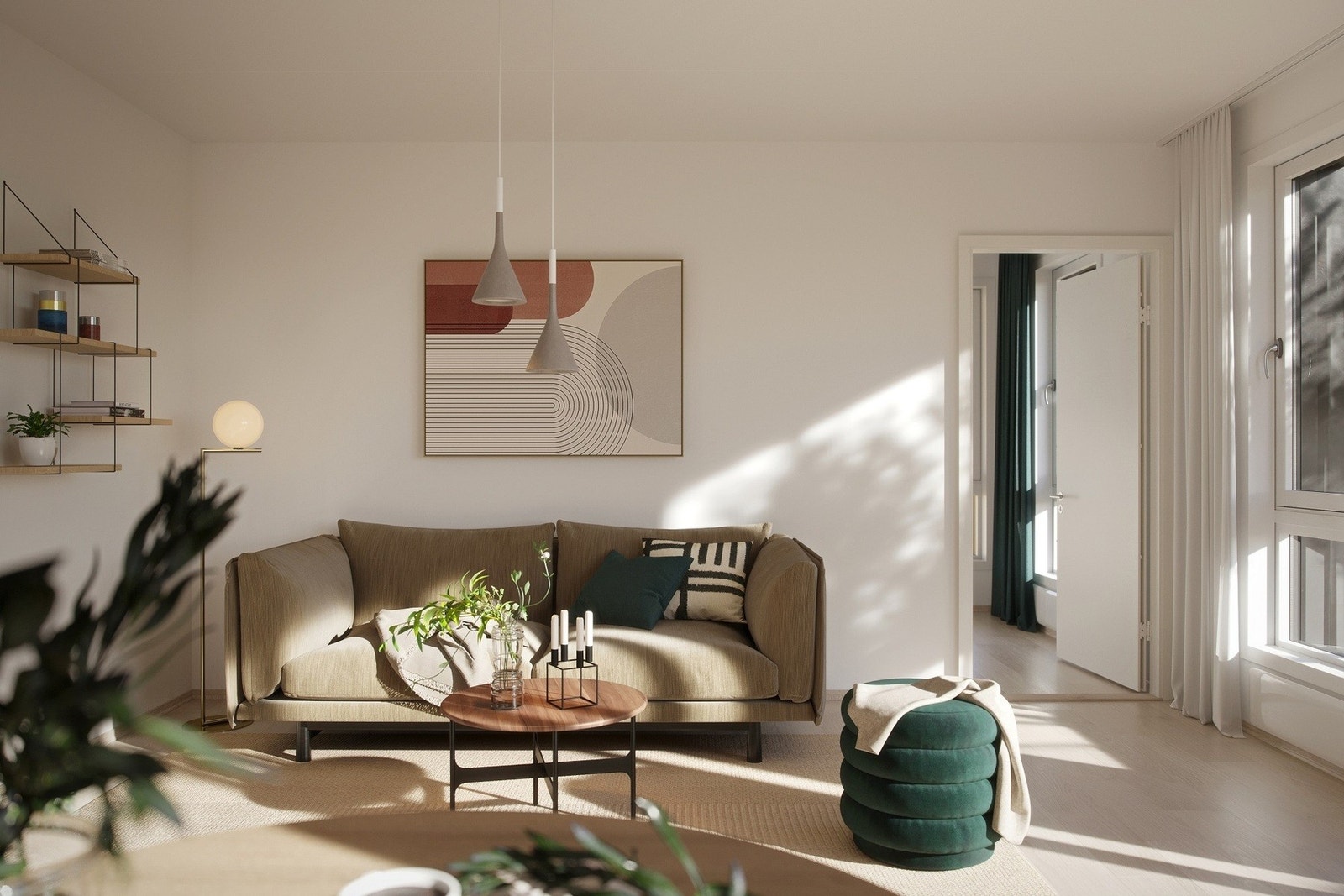 Illustrasjon fra 3-roms leilighet. Galleribilde