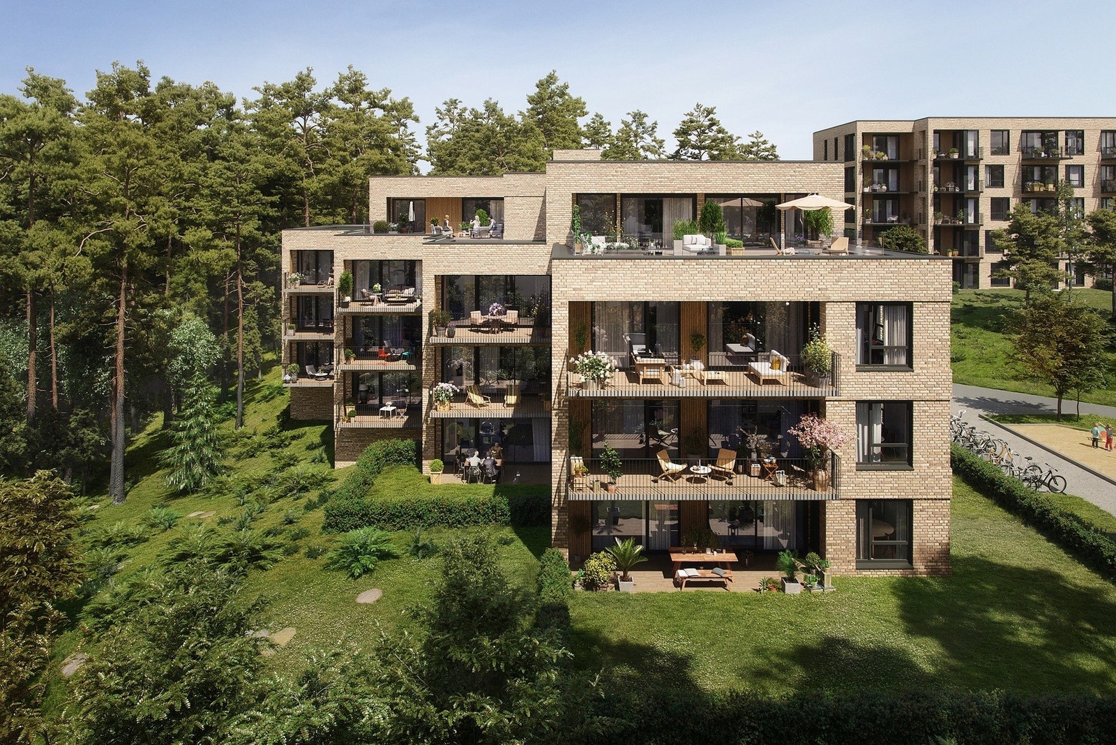 Illustrasjon av hus G som ferdigstilles i september. Kun en ledig leilighet her! Galleribilde