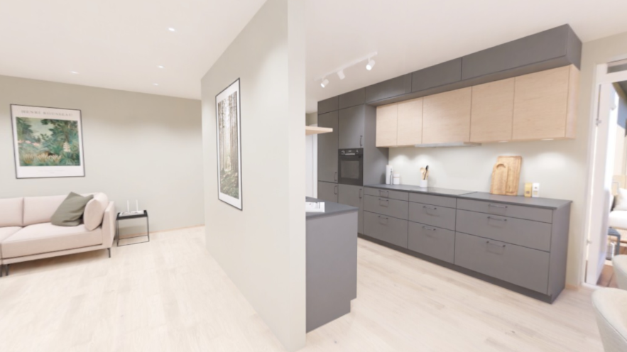 Romdeler mellom kjøkken og stue kan fjernes Galleribilde