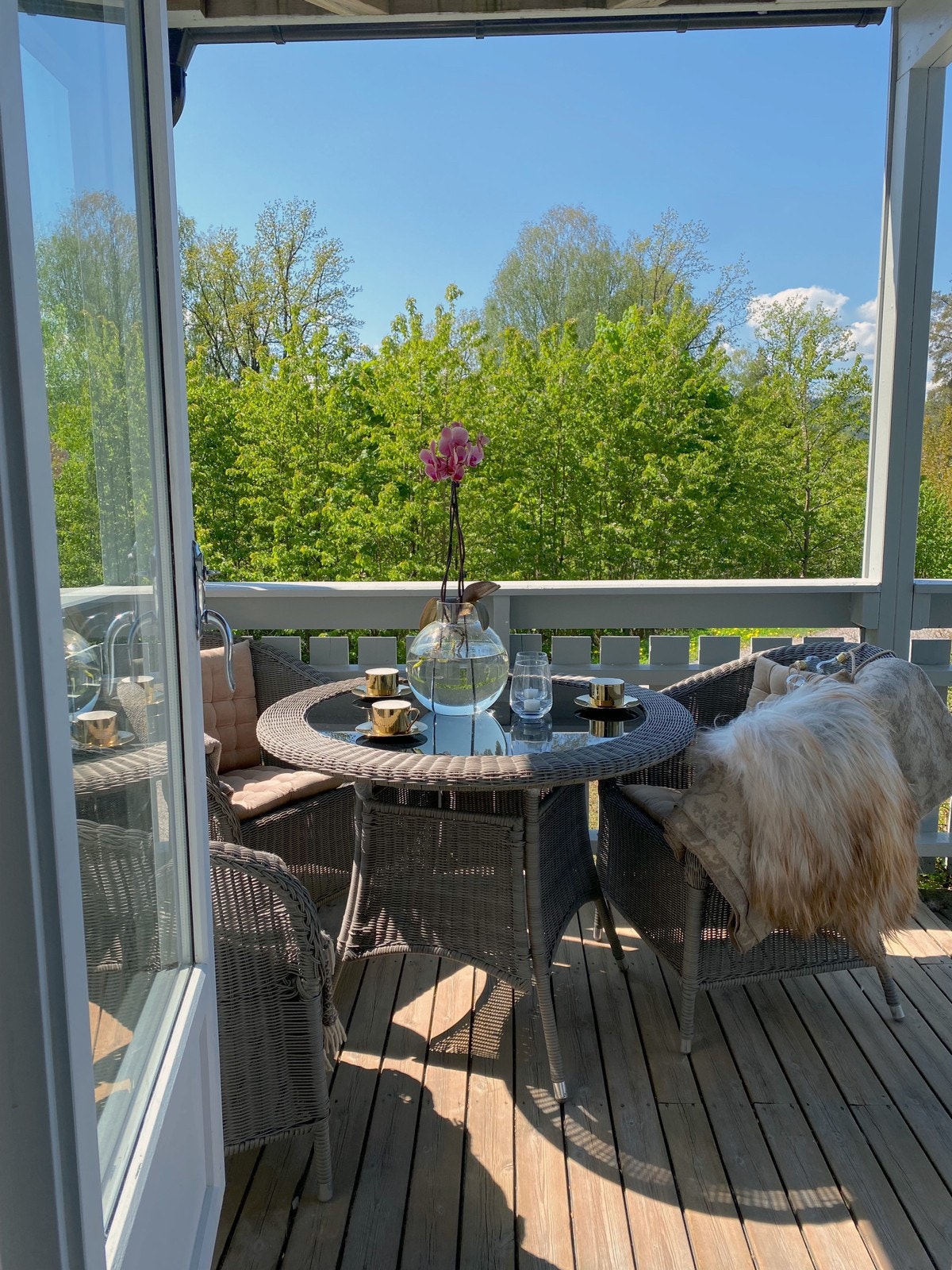 Pen uteplass med kveldssol. Galleribilde