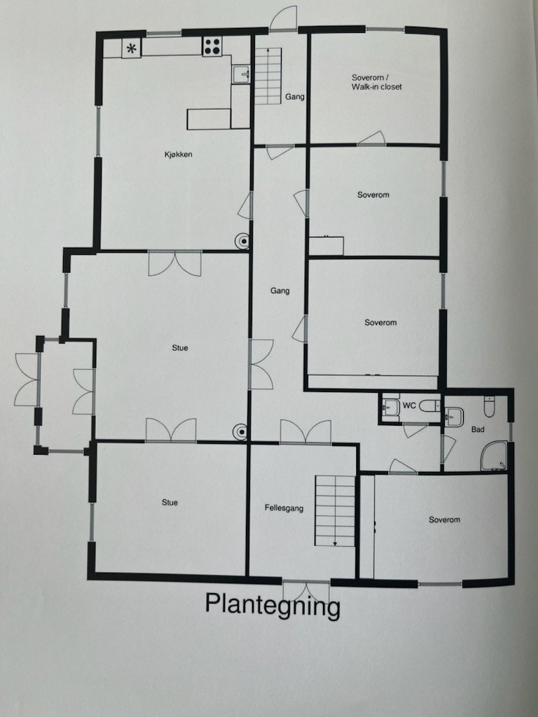 Plantegning av hele leiligheten ca. 200 m2 Galleribilde