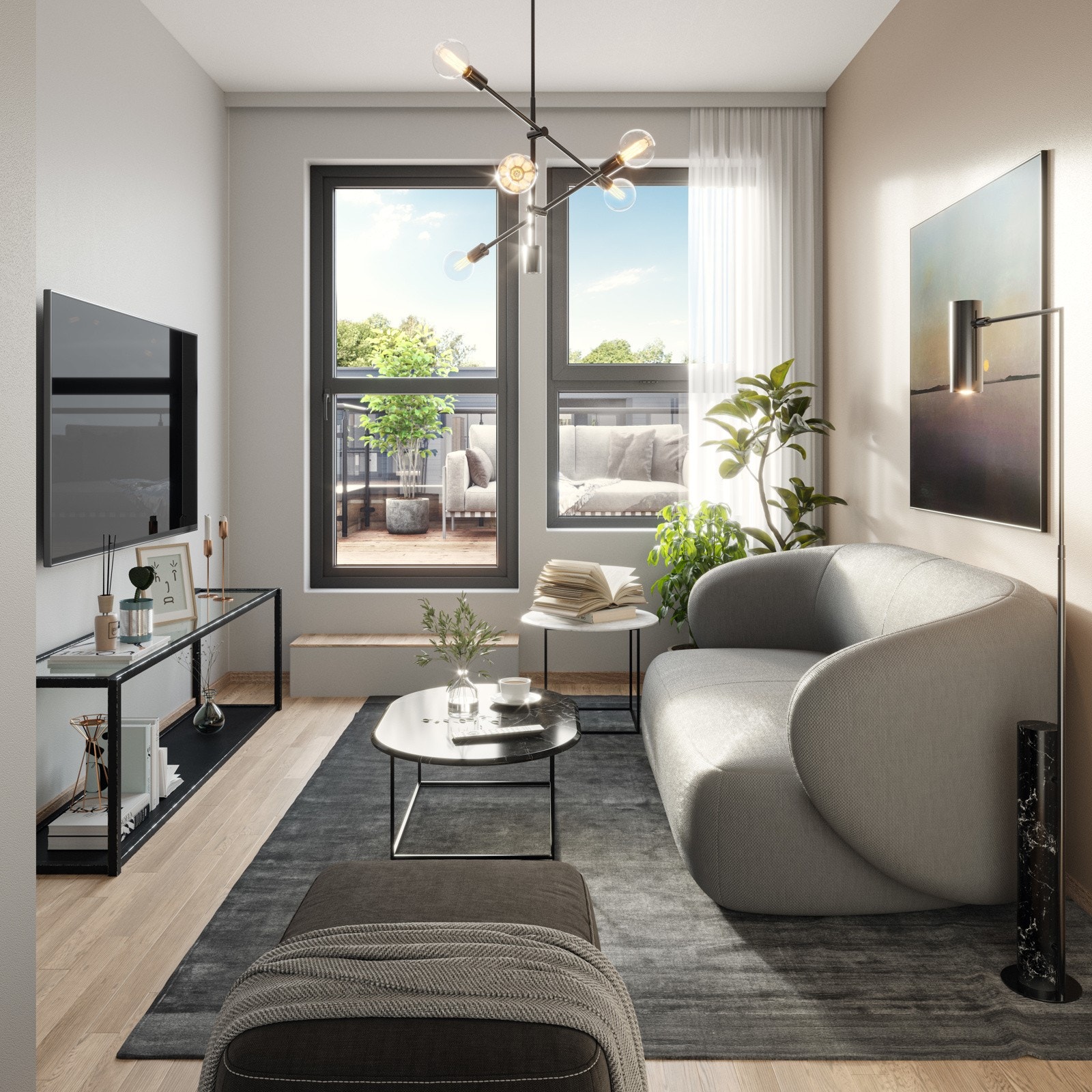 Praktisk loftsstue med utgang til takterrassen hus 42-47 og 70-75 Galleribilde