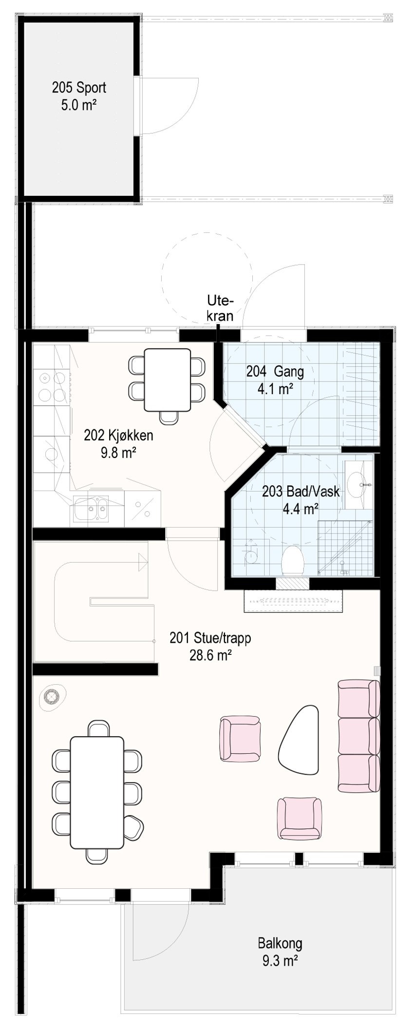 Hus 70, 72 og 74 plan 2 (Totak) Galleribilde