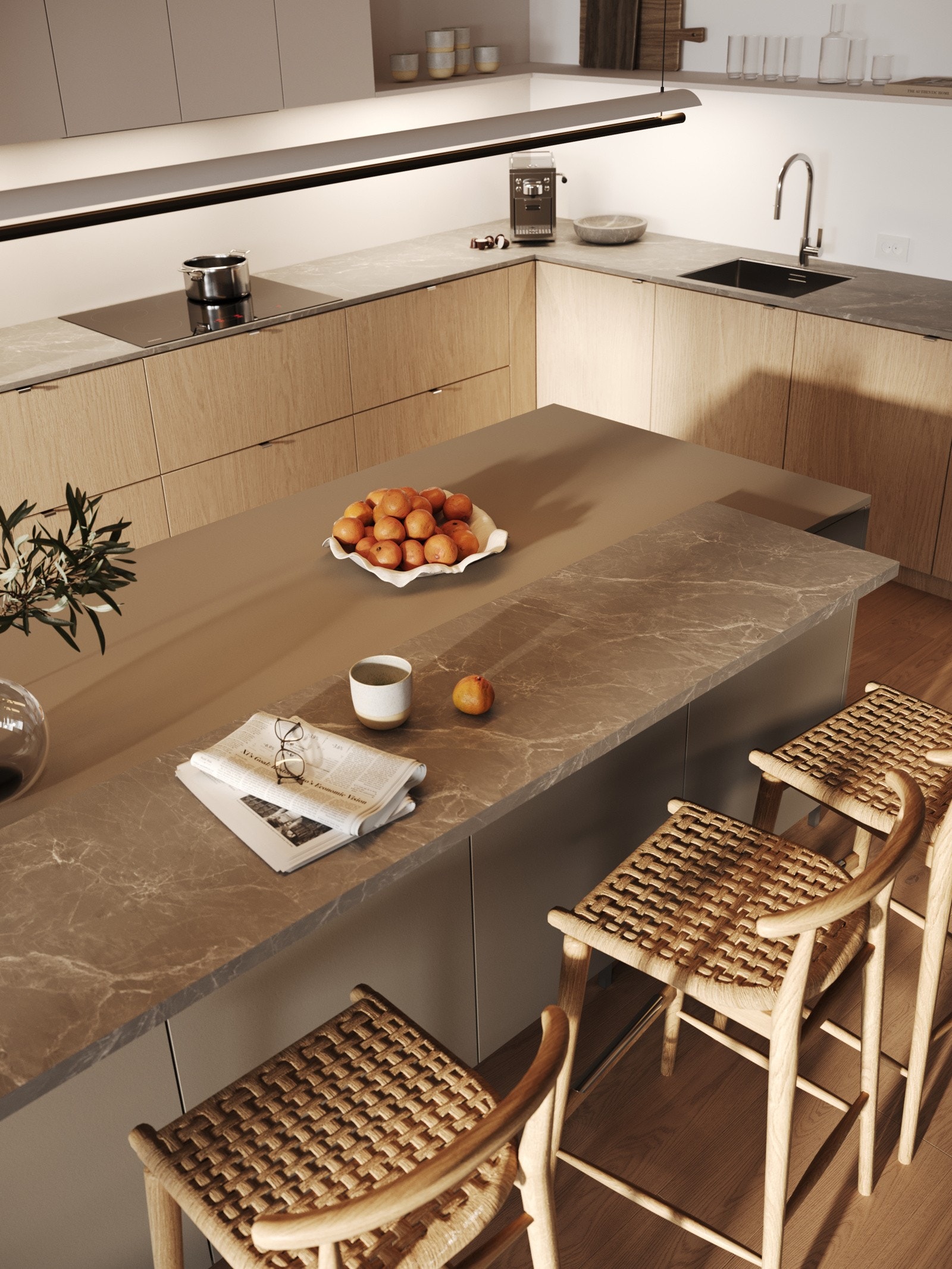 Det er vannbåren gulvvarme i gang, stue og kjøkken, elektriske varmekabler på bad. Varmesentral basert på bergvarme Galleribilde