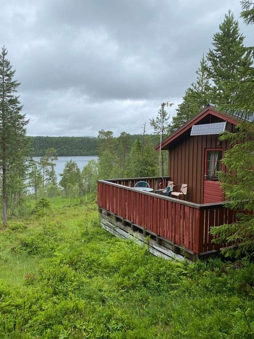 Oversikt ovenfra veranda med terassedør Galleribilde