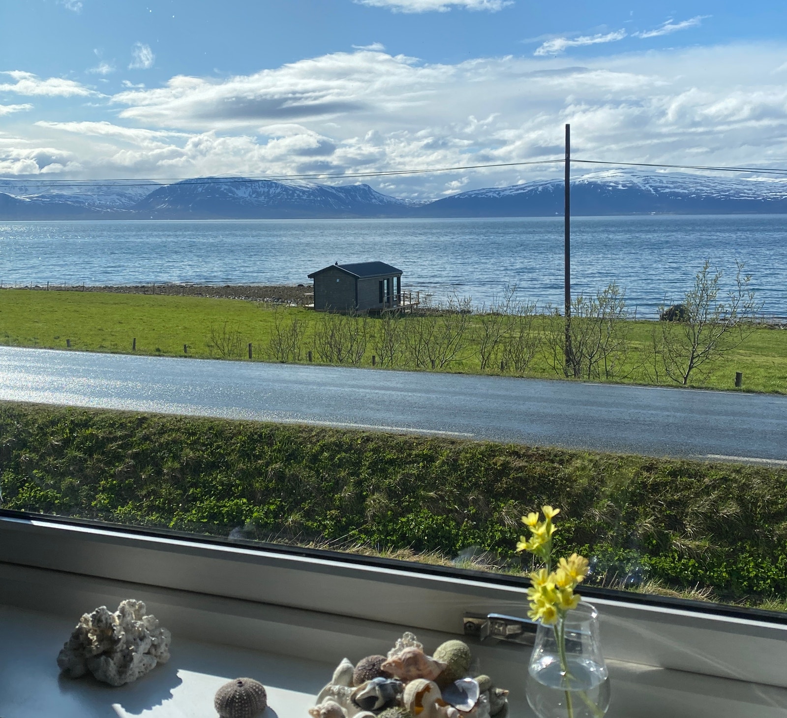 Picture taken 28.mai in the afternoon from the kitchen in the existing house Galleribilde