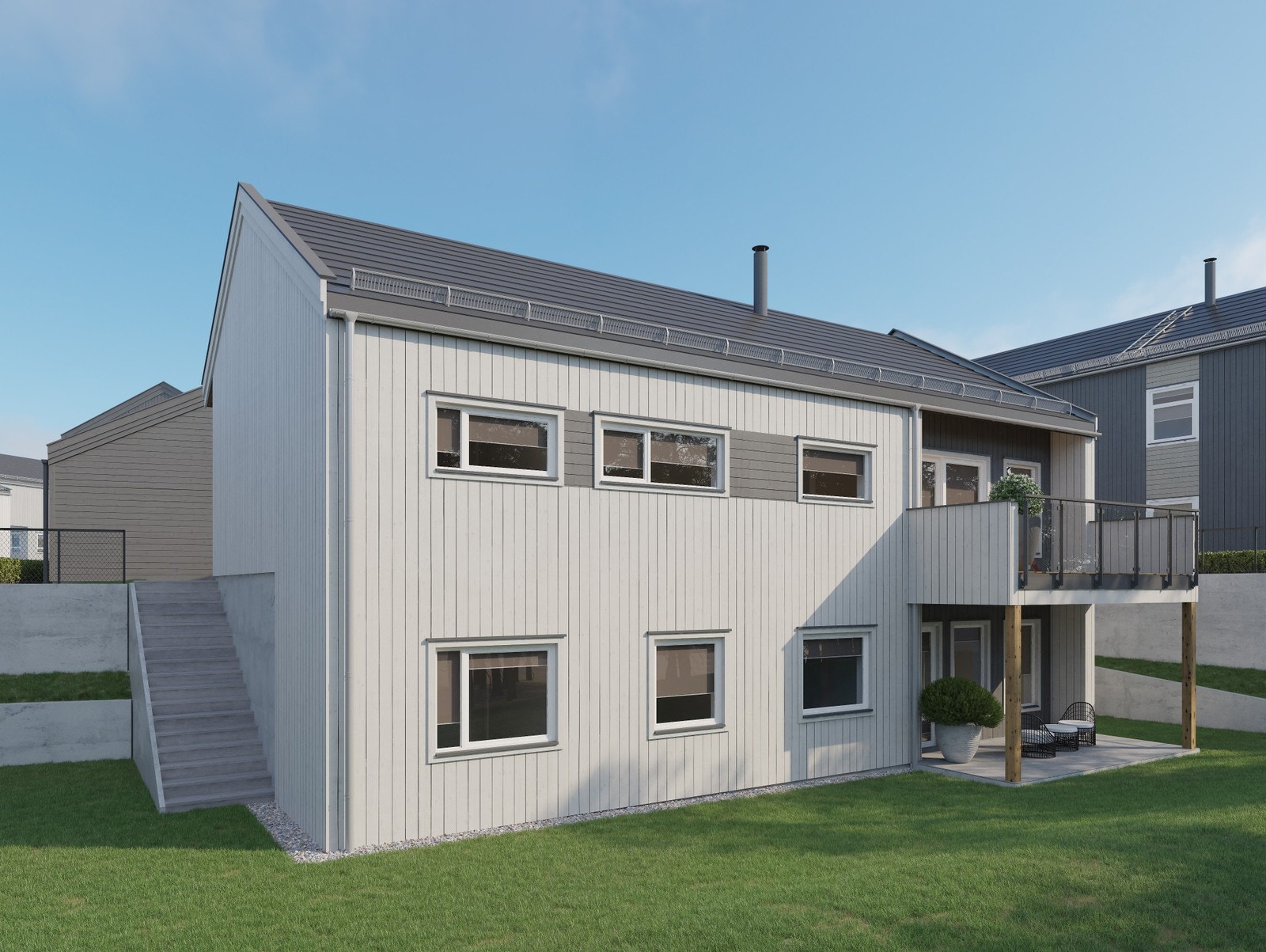 Illustrasjon fasade stueside Galleribilde