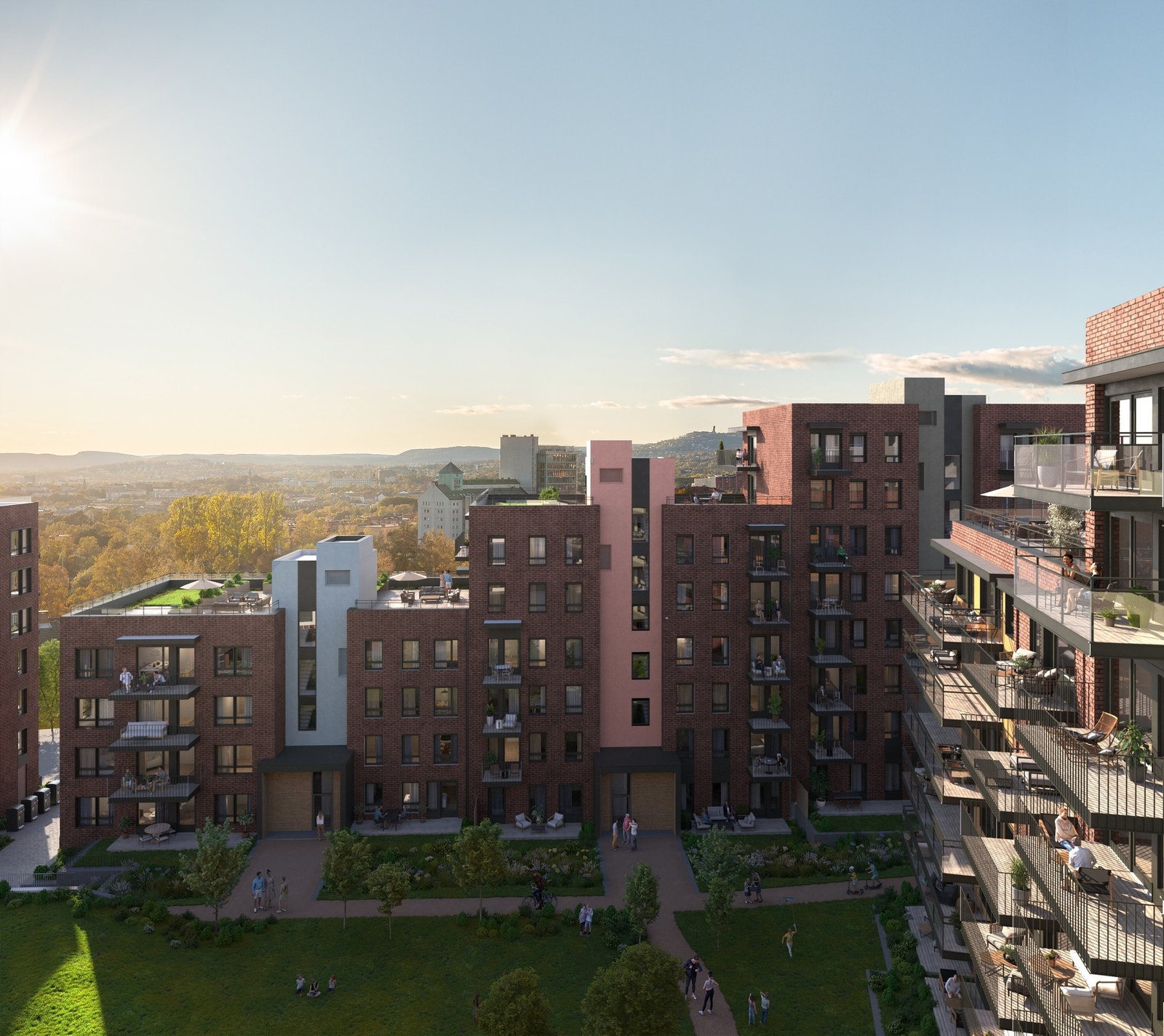 Stort, frodig indre gårdsrom Galleribilde