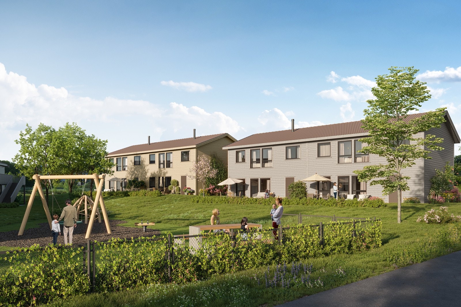 Sentrumshagen består av mange gode fellesarealer for store og små Galleribilde