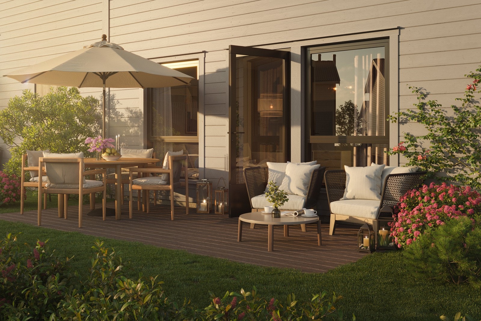 Hus 1-3 ligger fint til med gode solforhold Galleribilde