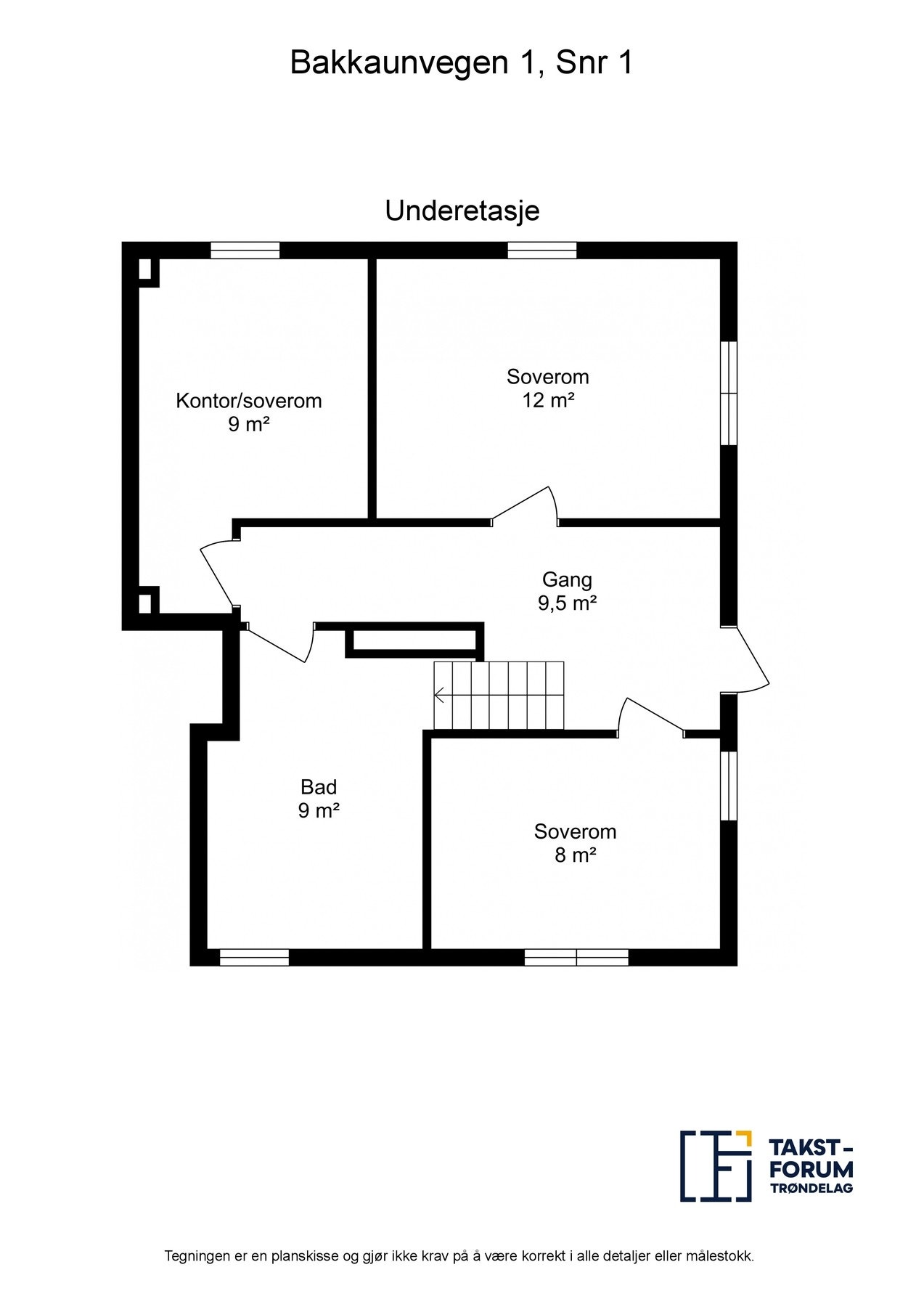 Planskisse med areal sokkeletasje. Galleribilde