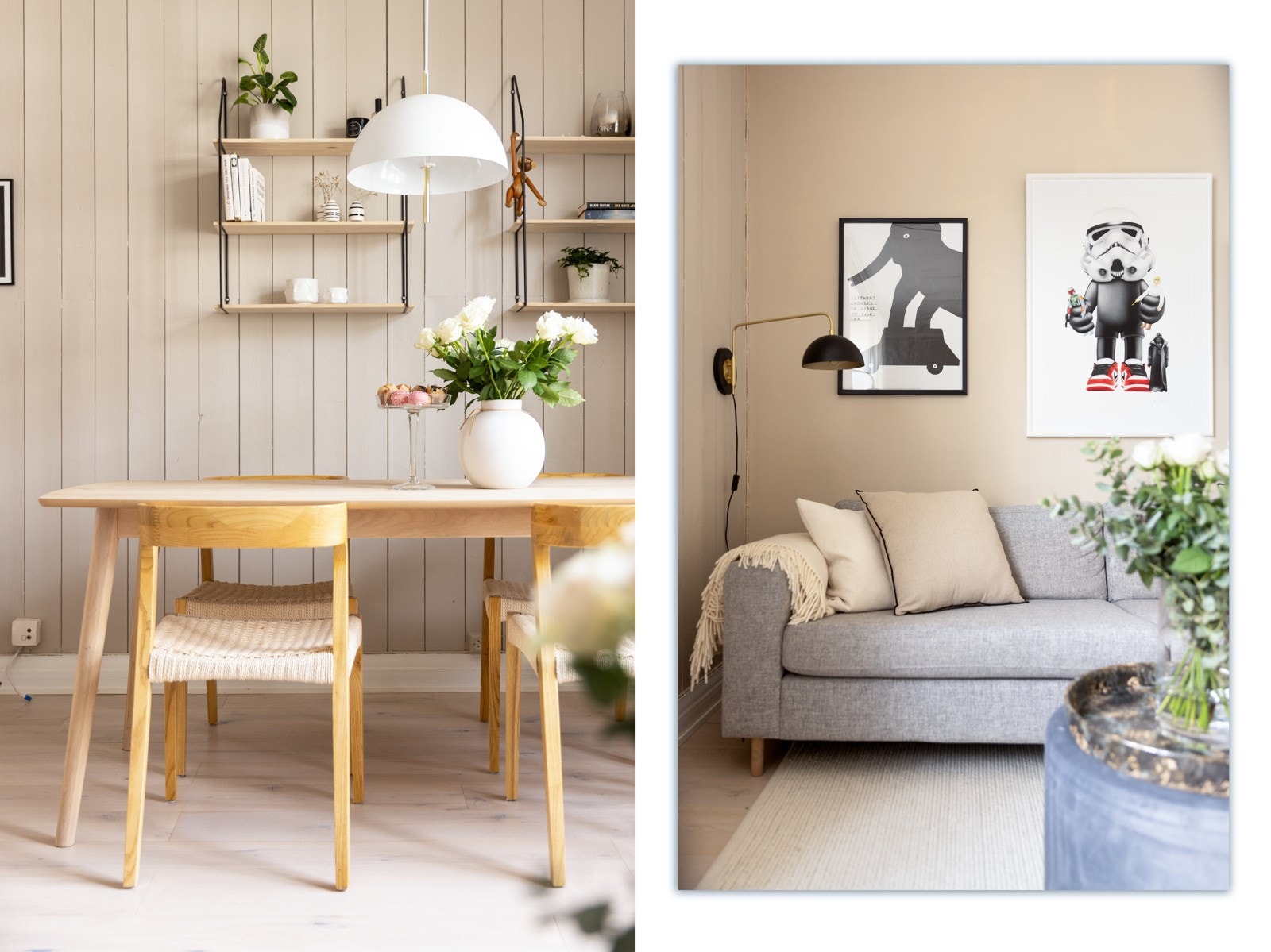 Leiligheten har pene overflater med enstavs eikeparkett på gulv og pene, malte flater Galleribilde