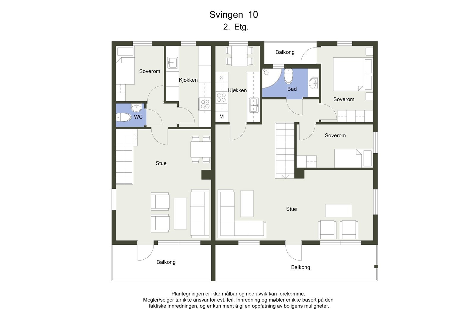 Planskisse 2D for 2.etasje for både 10A og 10B. Galleribilde