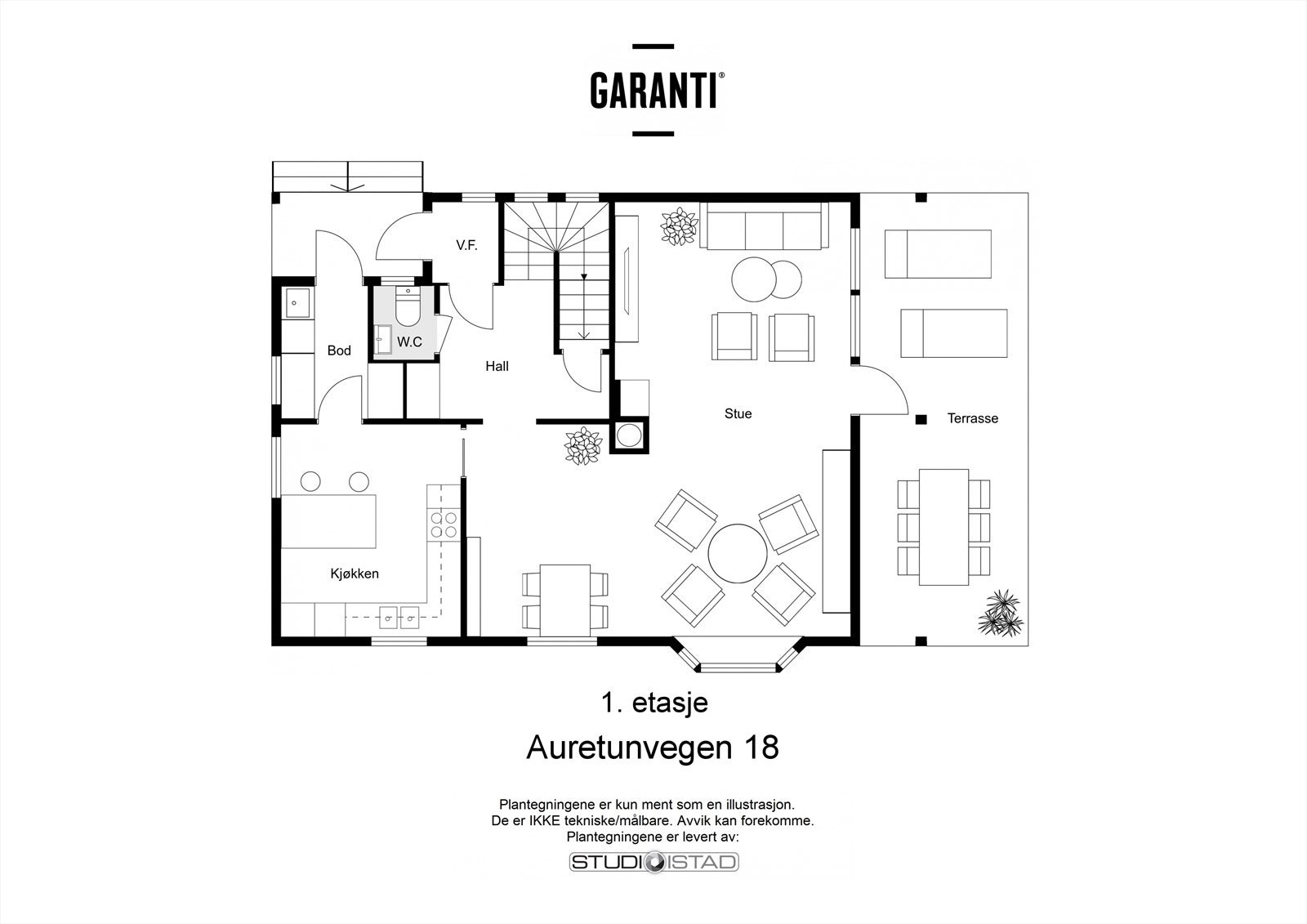 Plantegning 1. etasje Galleribilde
