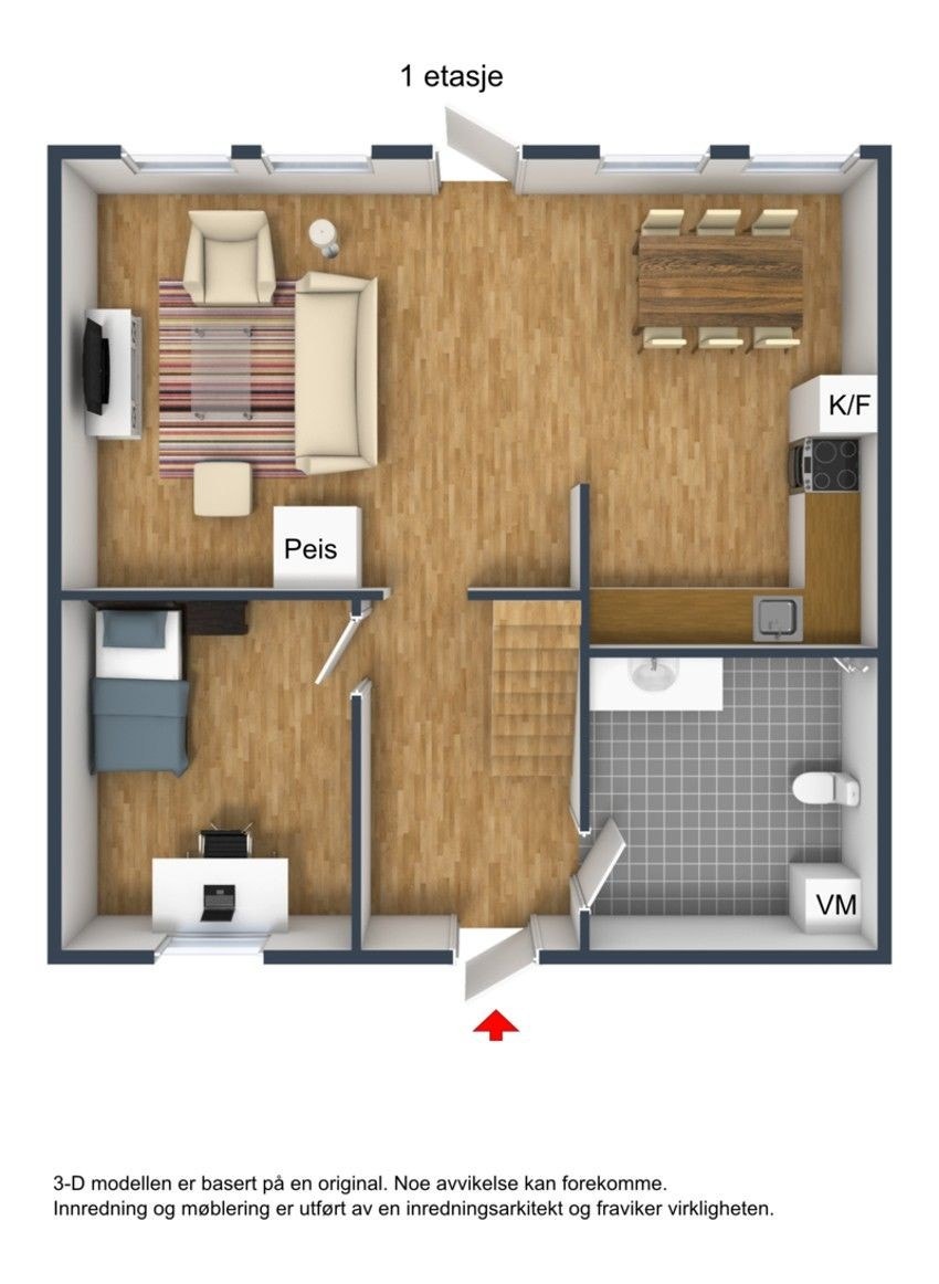 Planskisse 3D, 1.etg. Galleribilde