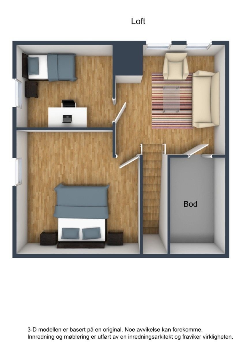 Planskisse 3D, loftsetasje. Galleribilde